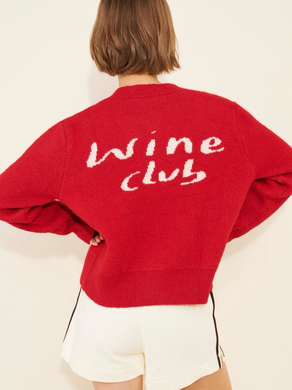 Anthropologie Red 'Wine Club' Graphic Teddy Jacket